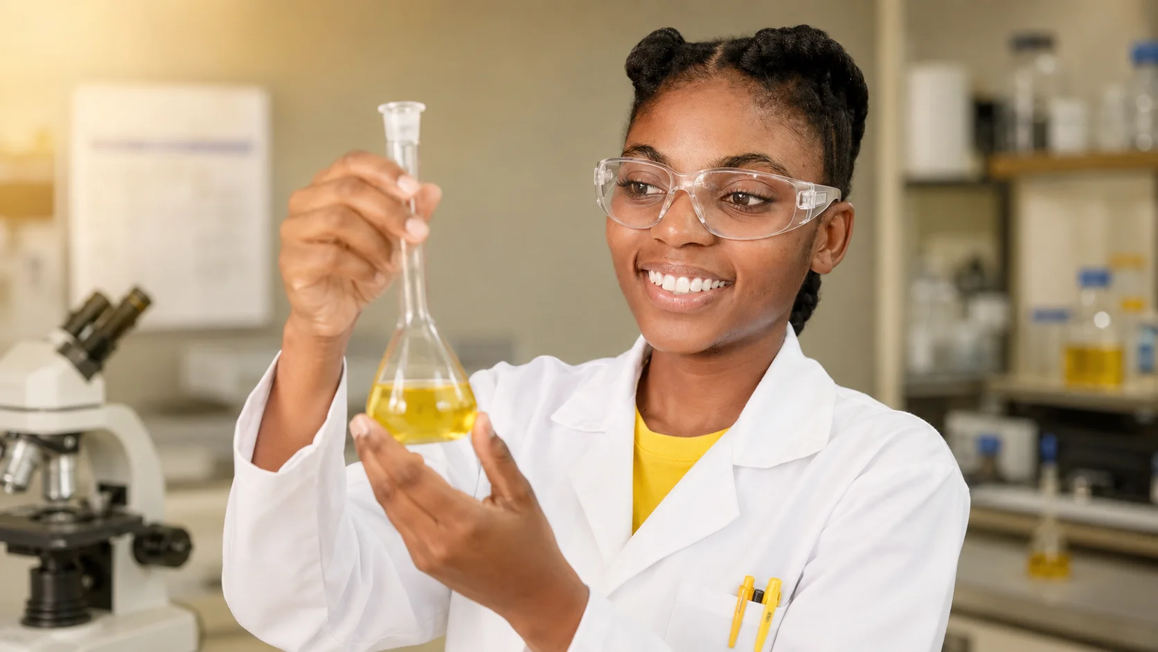 Prepared glassware and reagents on the laboratory bench